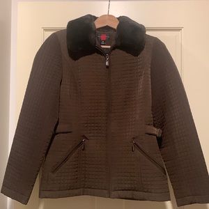 Brown jacket. Size PP faux fur collar
